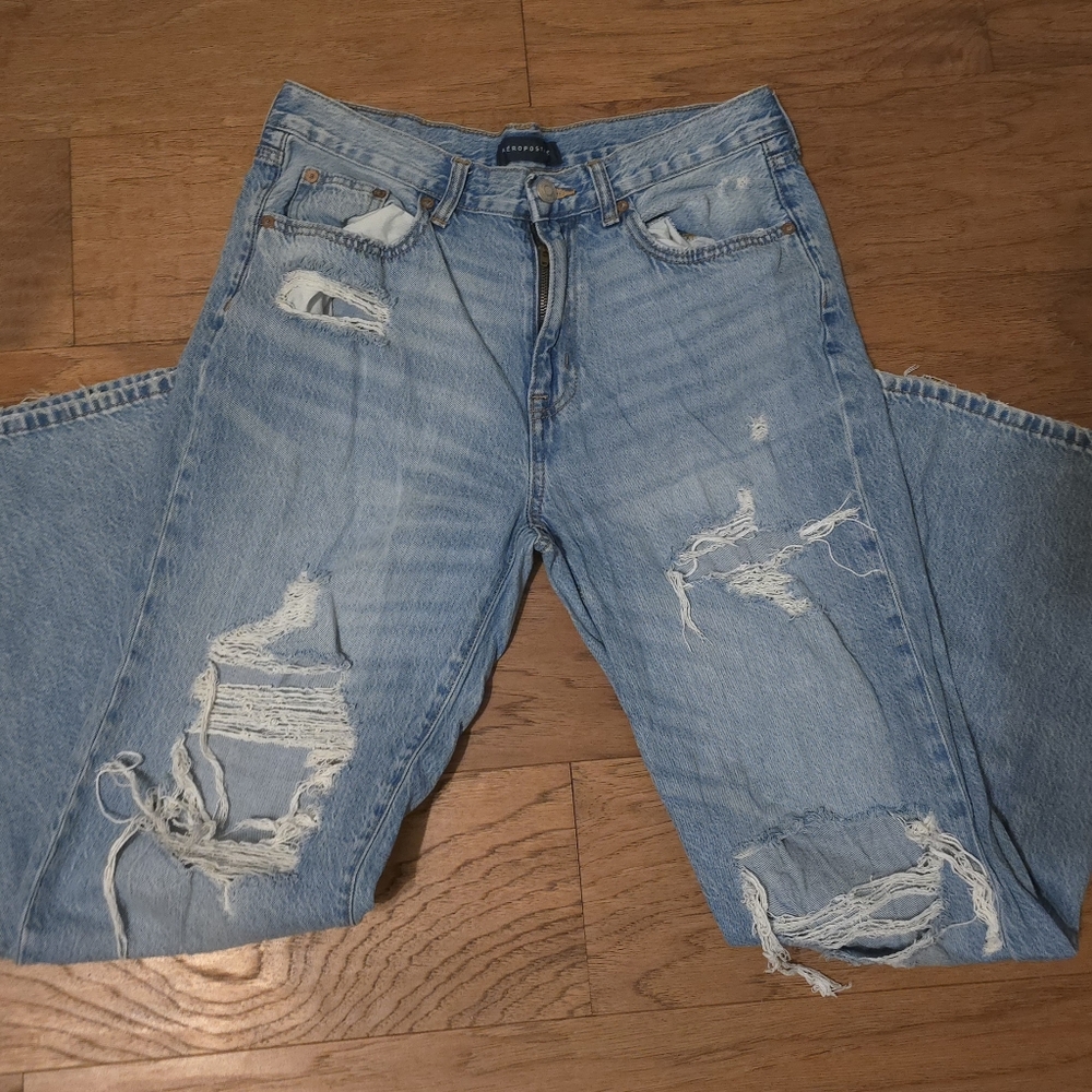 Aeropostale Light Blue Distressed Women Jeans